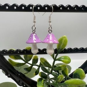 purple mushroom earrings